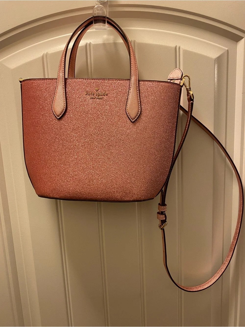 kate spade rose gold glitter tote